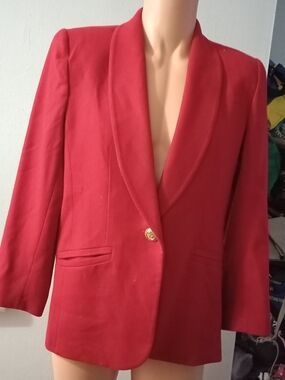 vintage red wool blazer 100% pure wool By Allison Gail M